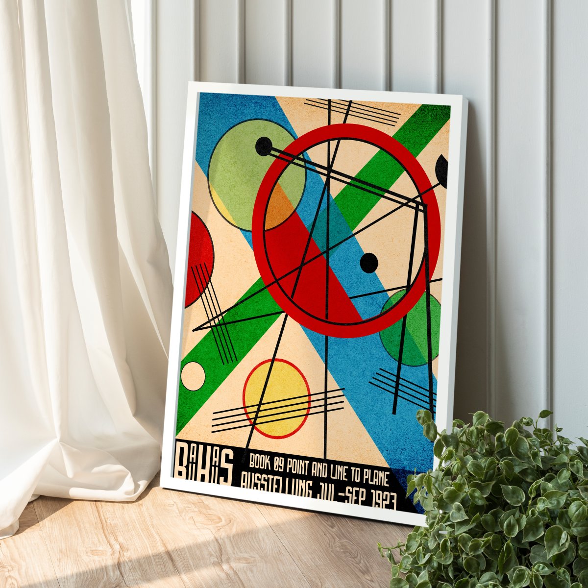 Abstract wall art styled in an interior